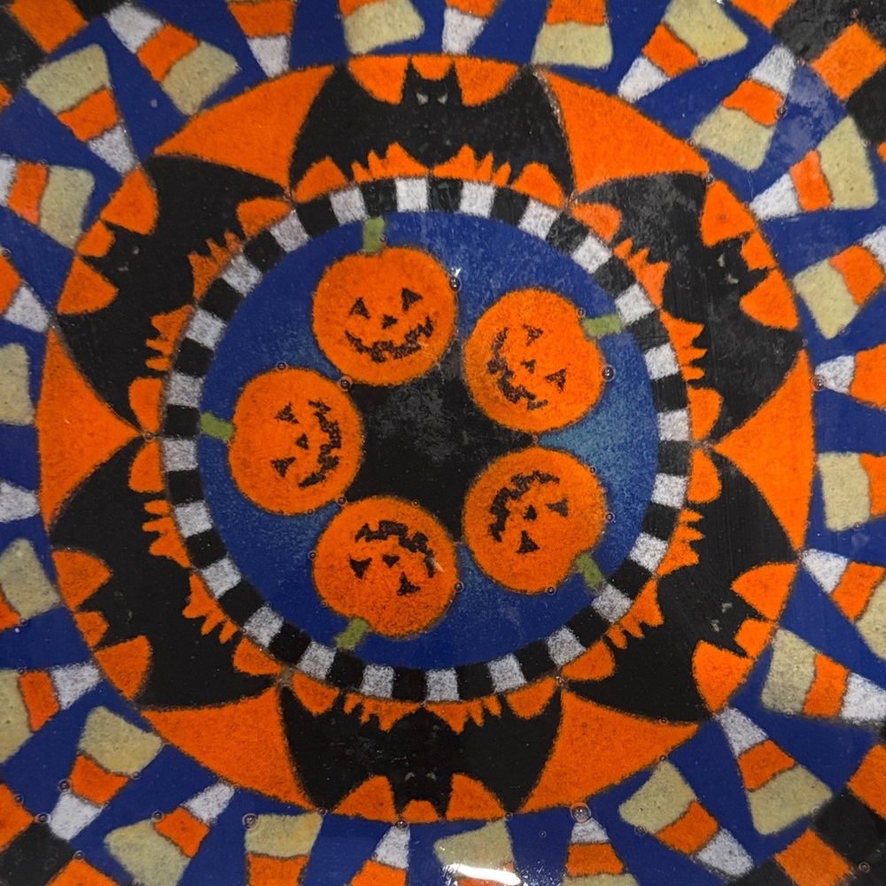 Hand Made Halloween Themed Decorative Glass Plate - Picture 2 of 6